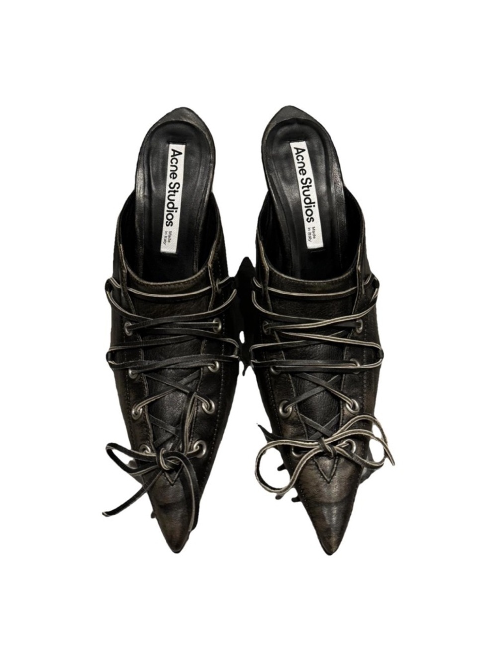 Acne Studios Trompe-l'œil lace-up leather mules